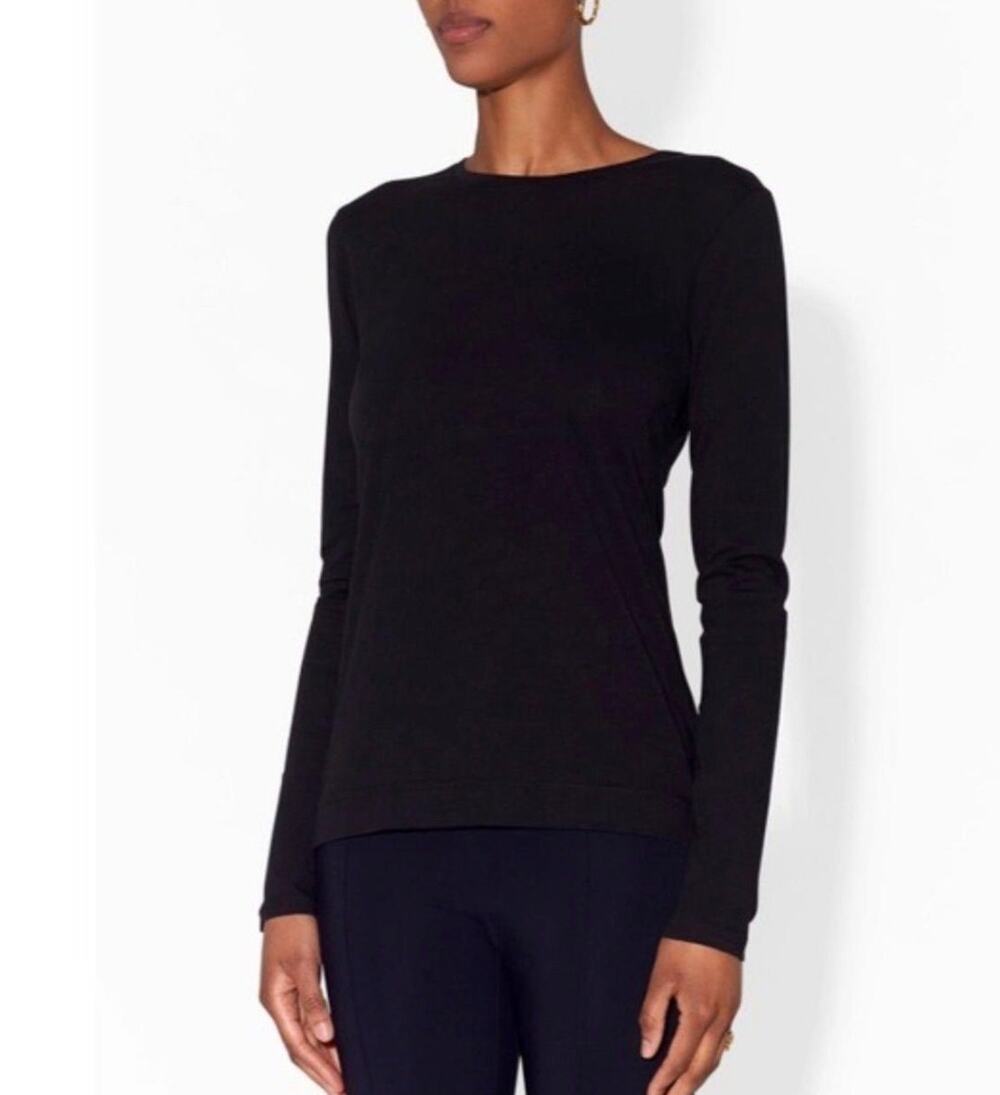 Adam Lippes Black Long Sleeve Jersey Tee Size XS